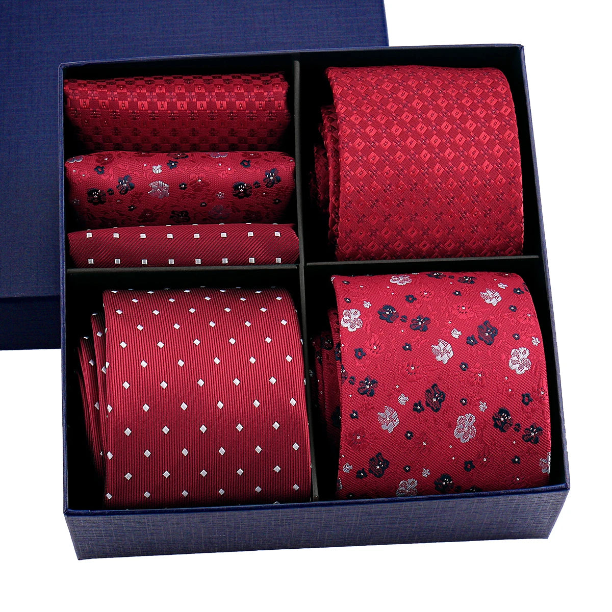 Set of 3 Stylish Polyester Jacquard Neck Ties and Handkerchiefs With Custom Logo for Office of Gifts Box