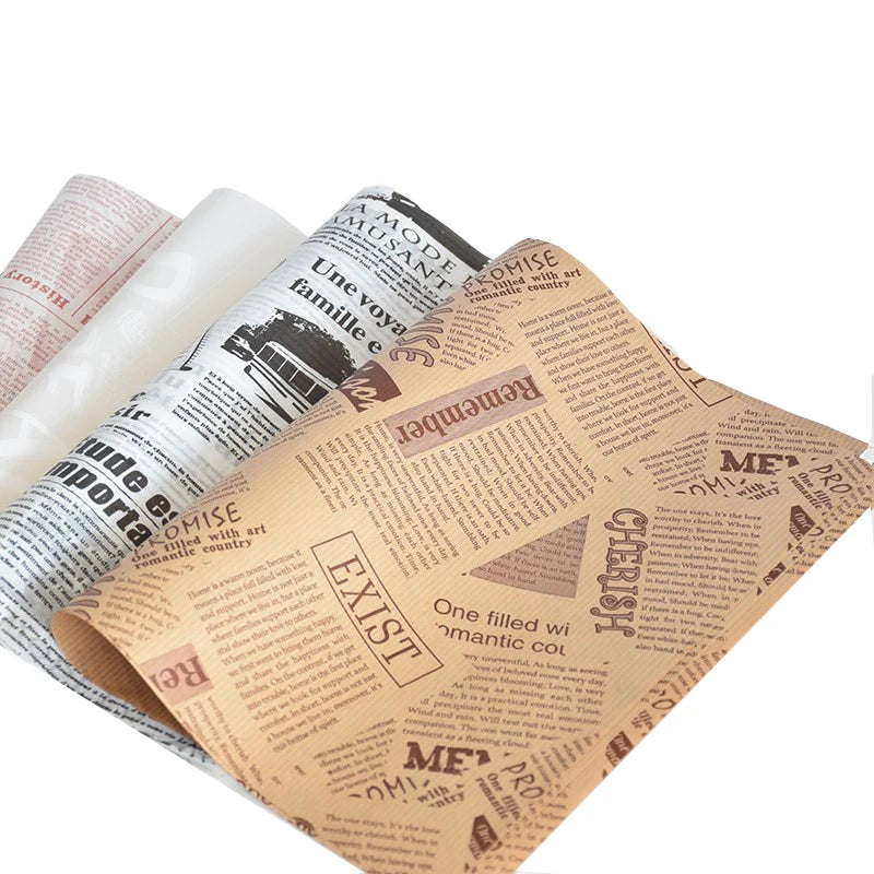 Custom Logo Printed Coated Single Side Food Grade Wax Paper Oil Greaseproof Food Wrapping Paper for French Fries