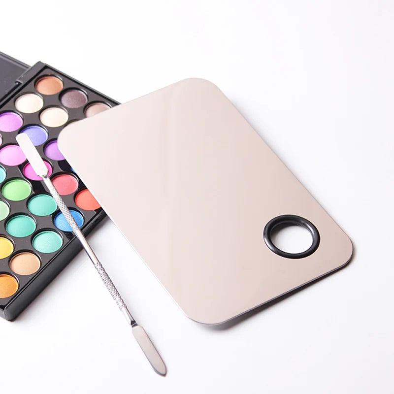 Low MOQ Beauty Care Make Tools square Shape Stainless Steel Makeup Cosmetic Mixing Palette Set