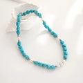 Irregular Blue Turquoise Beaded Necklace Natural Stone Necklace Baroque Pearls Charm Trendy Handmade Jewelry for Women Men