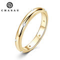 Delicate Daily Jewelry 14K Gold Plated 925 Sterling Silver All Moissanite Dome Burnish Setting Wedding Band Ring for Lovers