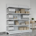 Heavy Duty Supermarket Steel Metal Shelf Display Rack with Solid Shelves Quick Installation & Storage Solutions