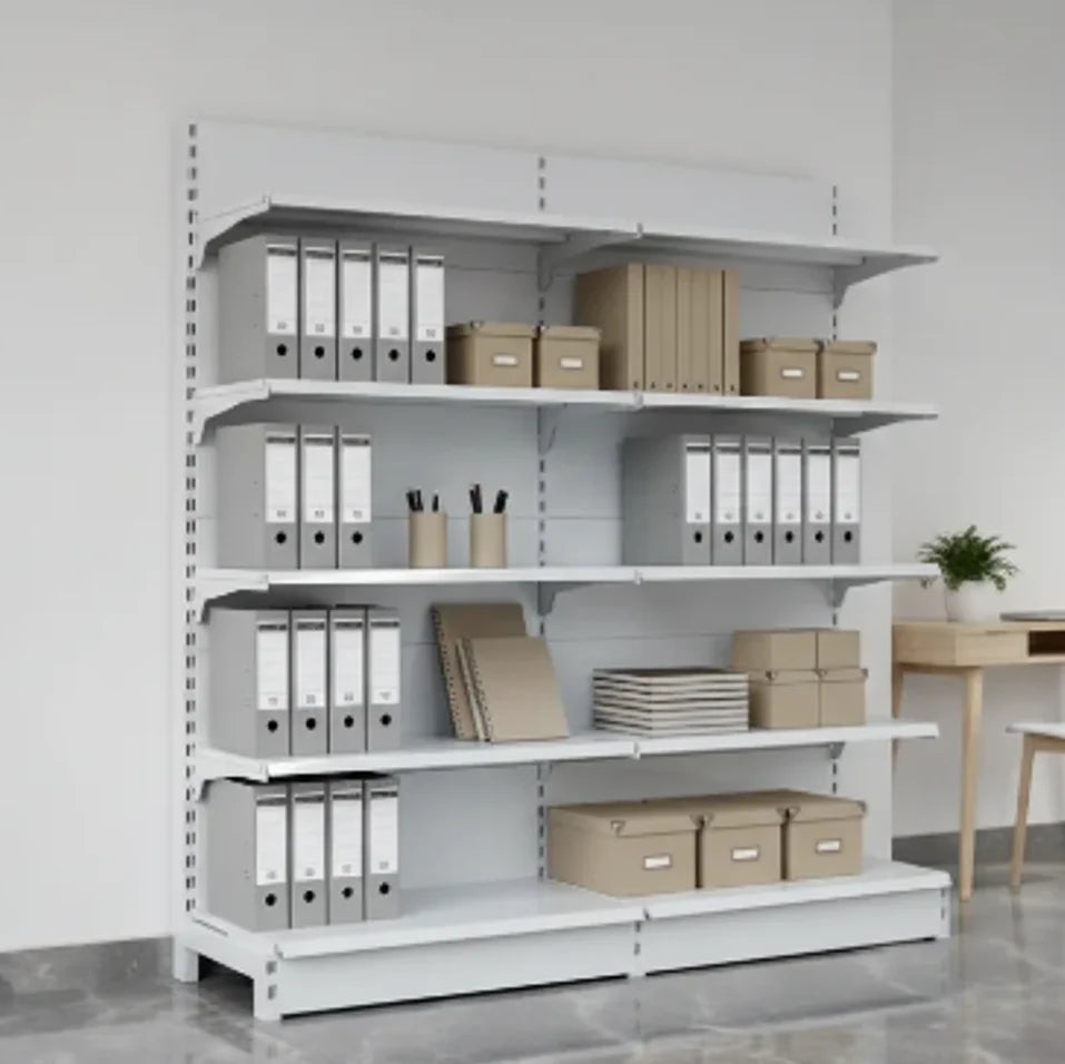 Heavy Duty Supermarket Steel Metal Shelf Display Rack with Solid Shelves Quick Installation & Storage Solutions