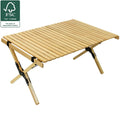 Portable Foldable Beech Wood Roll Wooden Picnic Folding Easy Caring Dining Outdoor Accept Customized Camping Table