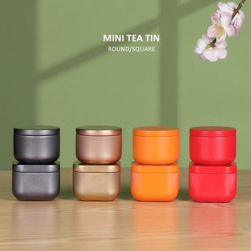 / Container Airtight Metal in Stock Mini Round/square Gray/red/orange/gold Tinplate Loose Tea or Coffee Bean Packaging/storage