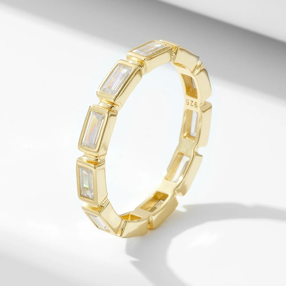 Fine Jewelry Women Thin Eternity Rings Zircon Stone 925 Sterling Silver Accessories Trendy Bubble Wrap+opp Bag Standard Size