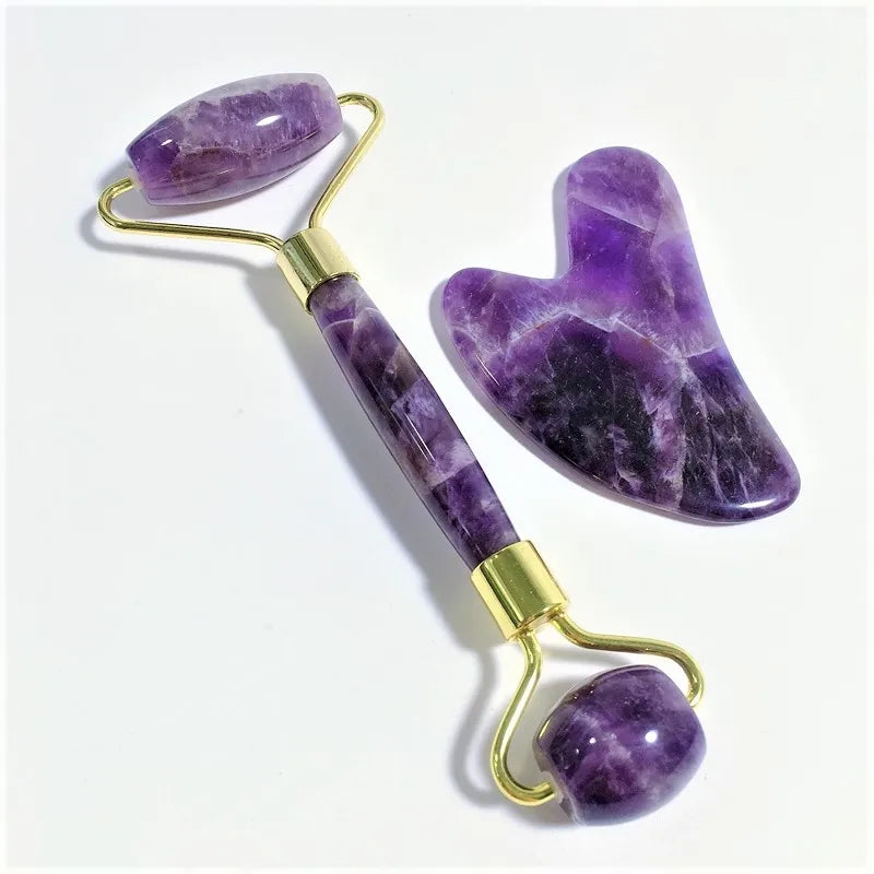 Diy Amethyst Roller Facial Massager Stone Roller Purple Jade Roller 100% Real Natural Amethyst Crystal Eye Massager