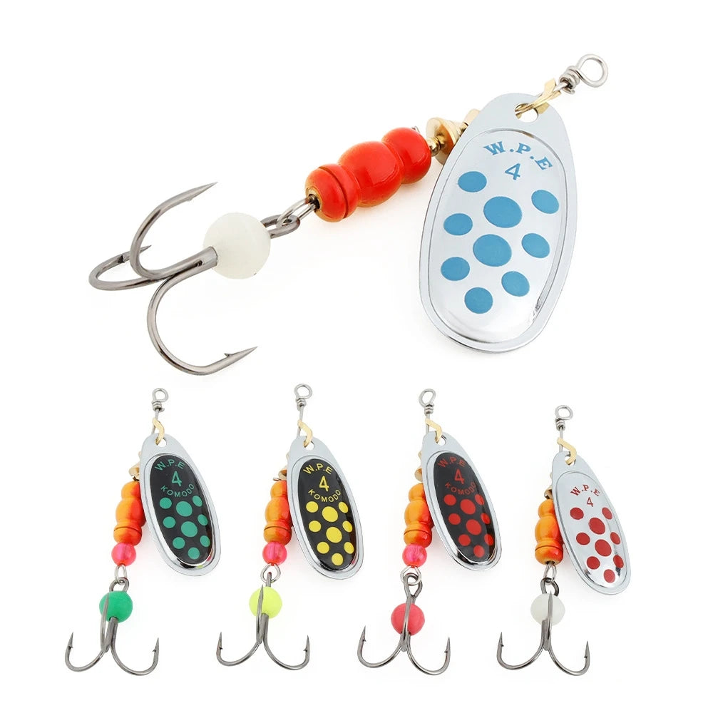 Spinner Spoon Fishing Lure Stainless Steel Shaft With Smoke Gray Treble Fish Hook Copper Metal Fast Sinking Bait