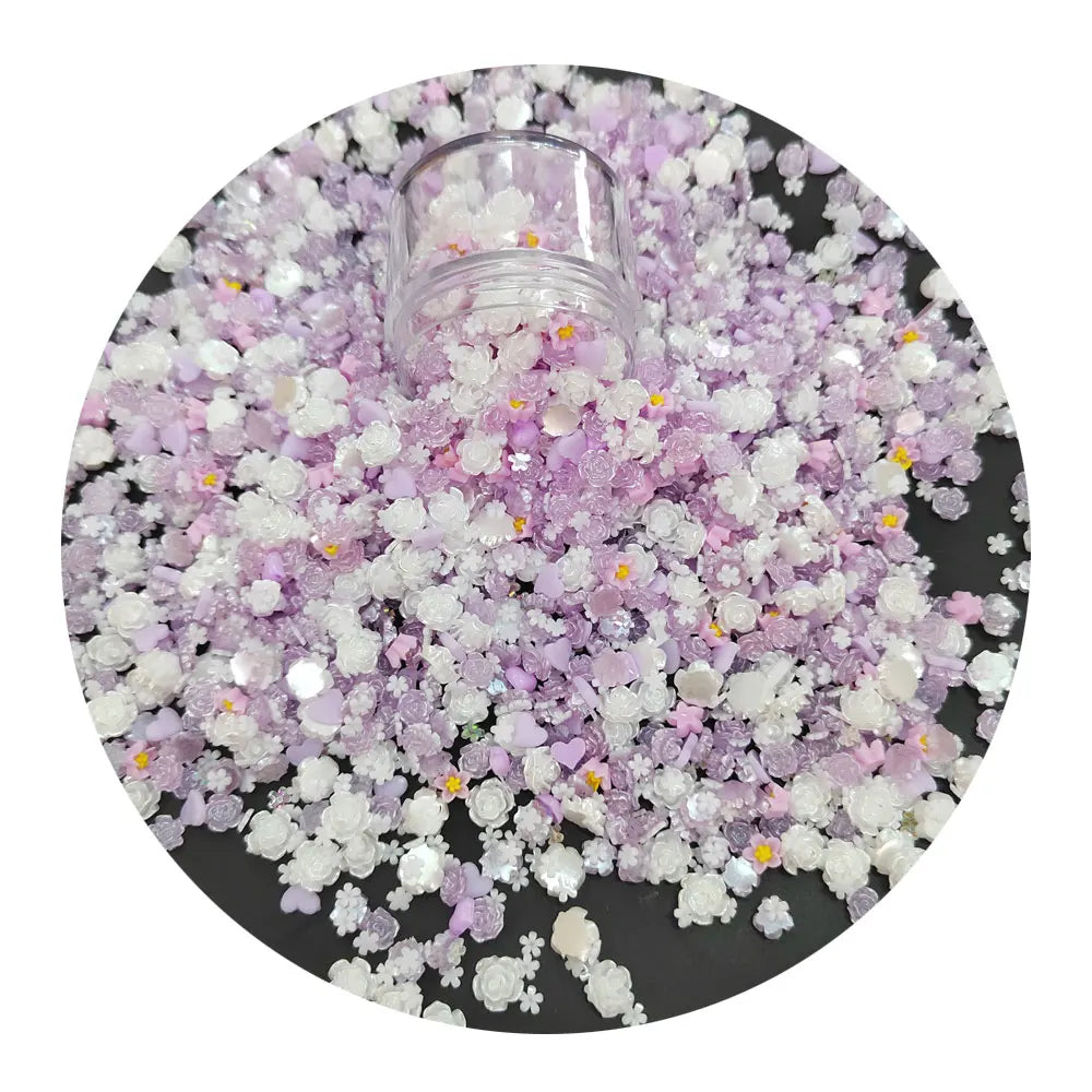 100g Rose Flower Nail Art Resin Rhinestones Mix Colors Floral Nail Art Charms Flower Shaped Manicure Supplies