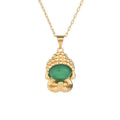 Wholesale Custom Ethnic Style Jewelry Vietnam Gold Maitreya Buddha Pendant Necklace Inlaid Chalcedony