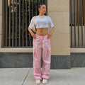 2023 Women Spring High Waist Wide Leg Casual Large Size Loose Straight Cargo Pants