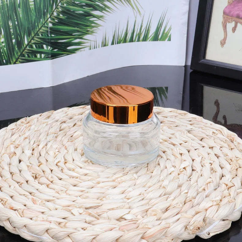 Guangzhou Exclusive Cream Jar Eco-Friendly Clear Amber Aluminium Facial Care Empty Cosmetic Glass Base for Skin Care Face Cream