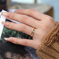 Chris April 316L Stainless Steel Zircons Ring Round Bezel Setting Stars 18k Gold Plated Jewelry