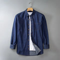 Spring and Autumn All Cotton Denim Men's Shirt Vintage Solid Denim Thin Jacket Men's Thin Shirt With Pockets