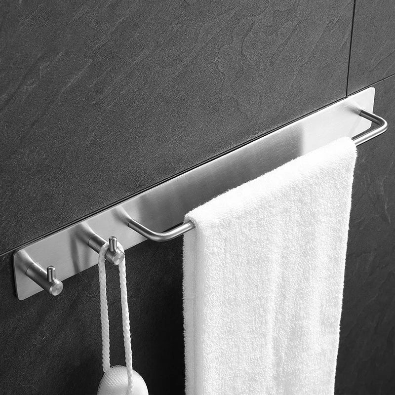 Self Adhesive Towel Holder No Drilling Bathroom Towel Hanger with 2 Hooks MegaBDM