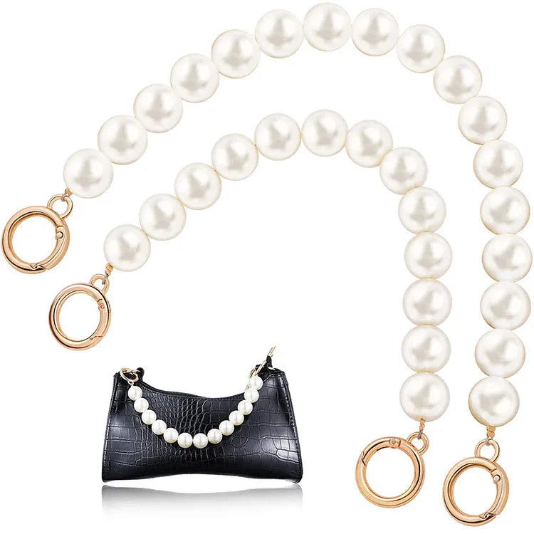 Ie Chmitation Pearl Bead Handlain Short Handbag Purse Chain Replacement Handbag Pearl Chain Lady Fashion Gold Chain