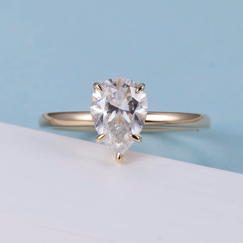 Custom Jewelry MSR-821 Engagement Ring 18K Gold 1.2ct D VVS1 Pear Cut Lab Grown Diamond Ring