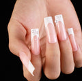 Wholesale Luxury French extra Long square Pearl Artificial Fingernails False Press on Nail Long with Glue Wholesale