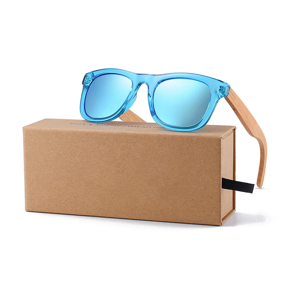 Wholesale Classic Gradient Lens Kids Sunglasses Polarized Wooden Sunglasses with Optical Tac Material Fashionable Kids' Eyewear