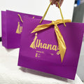 Wholesale Luxury Modern Die Cut Purple Paper Bags for Clothing Perfume & Jewelry Packaging Embossed Surface Lamination Handled