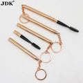 JDK 1PC Retractable Eyelash Wand with Keychain Rose Gold Metal Spoolie Brush with Case
