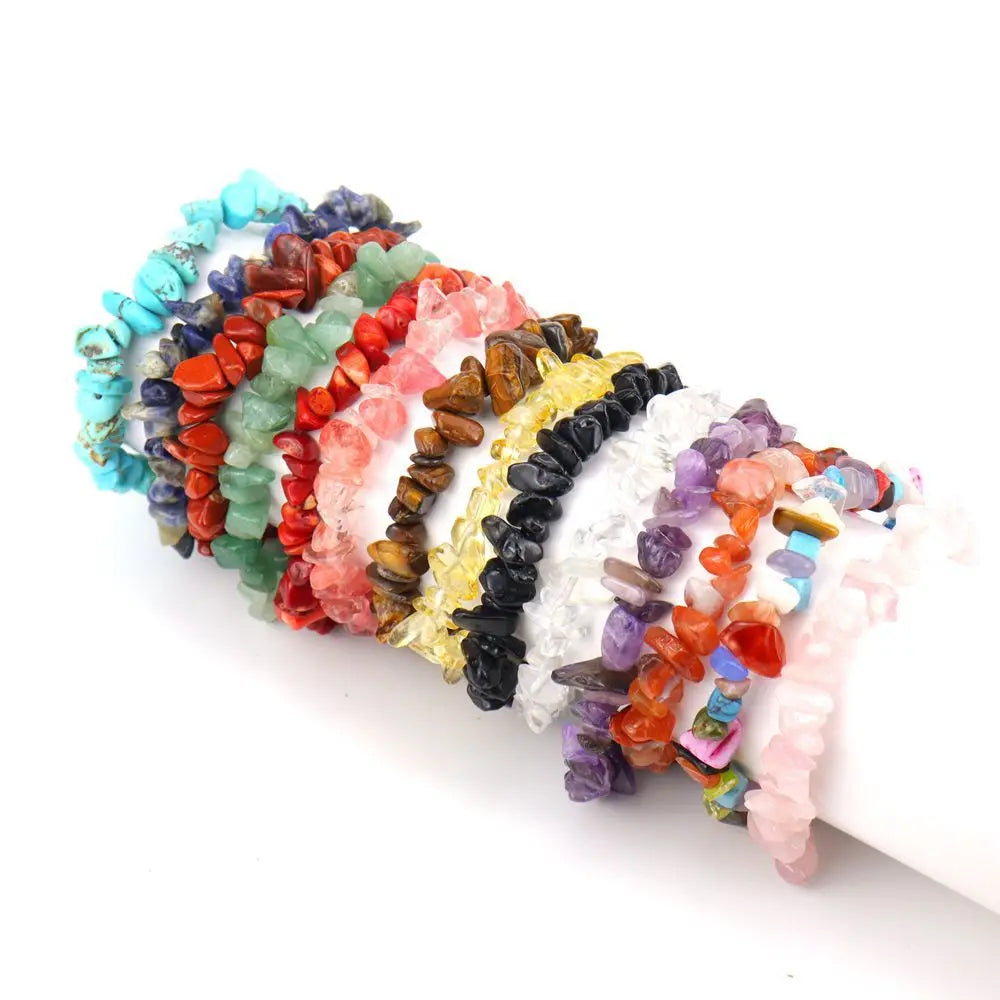 Wholesale Fine Quality Irregular Gemstone Healing Crystal Stone Chip Bracelets 7.5