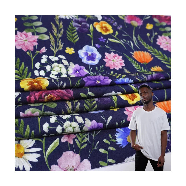 Custom Digital Print 95% Bamboo Fiber 5% Spandex Super Soft Jersey Fabric for Garments