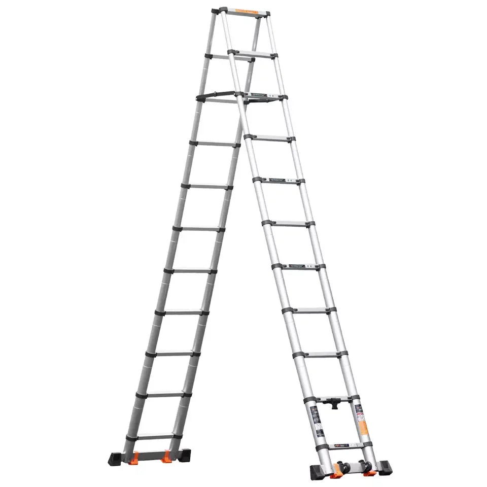 Telescopic Foldable Silver Aluminum Ladder Stabilizer Bar Wheeled Rack Home Use 150kg Load Capacity CE Certified Industrial