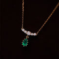 Elegant Design S925 Women Gifts Teardrop Green Zircon Emerald Charm Necklace