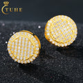 Fashion White Gold Plated 925 Sterling Silver Iced Out Round Shape Moissanite Earrings Hip Hop Jewelry Geometric Stud Earrings