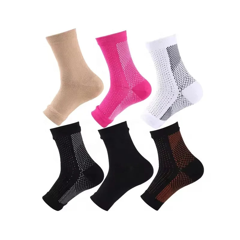 Wholesale Athletic Compression Sleeve Knitted Sports Socks for Women Men Toeless Heel Plantar Fasciitis Summer Ankle Support