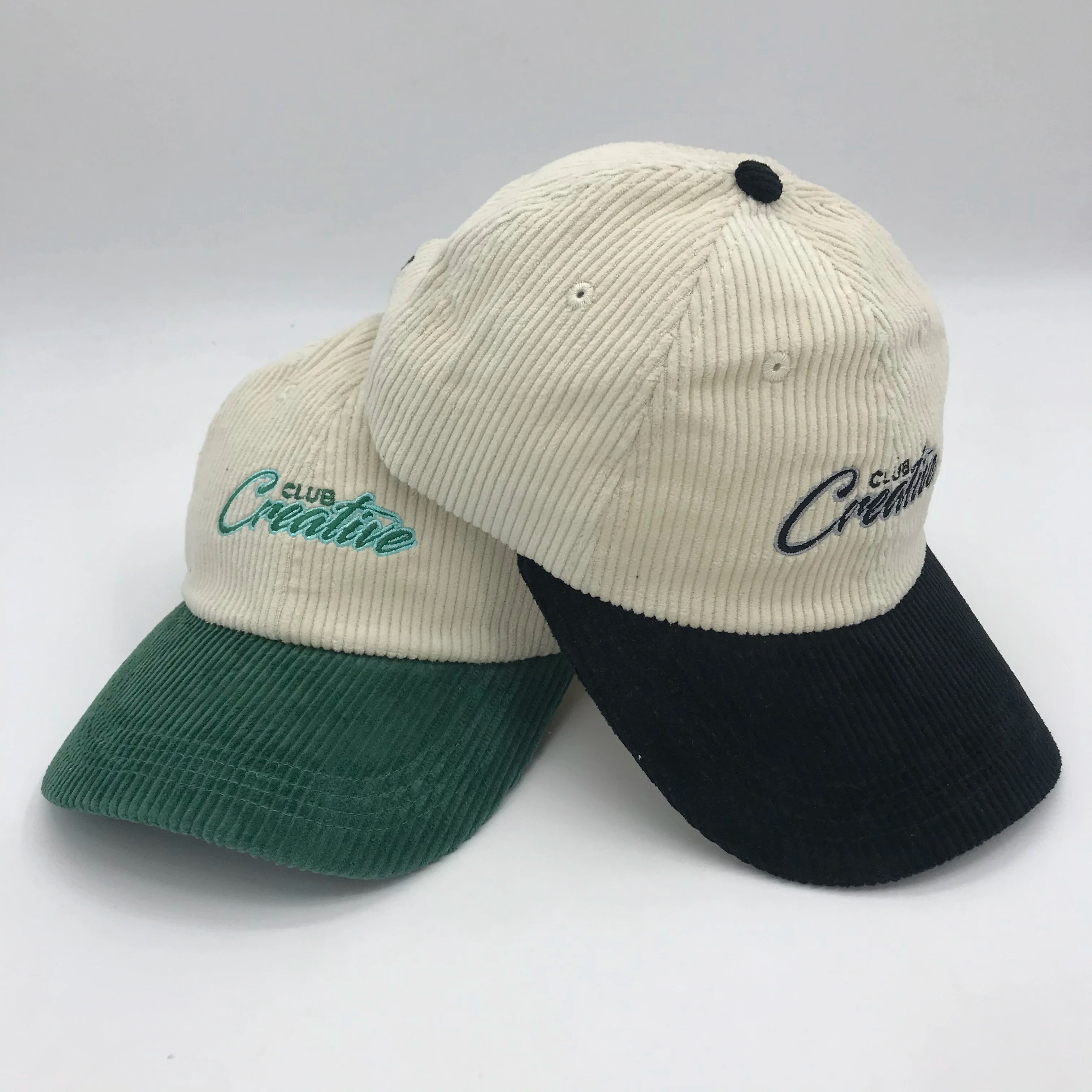Two Tone Colors Unstructured 6 Panel Corduroy Material Dad Caps Sports Baseball Caps