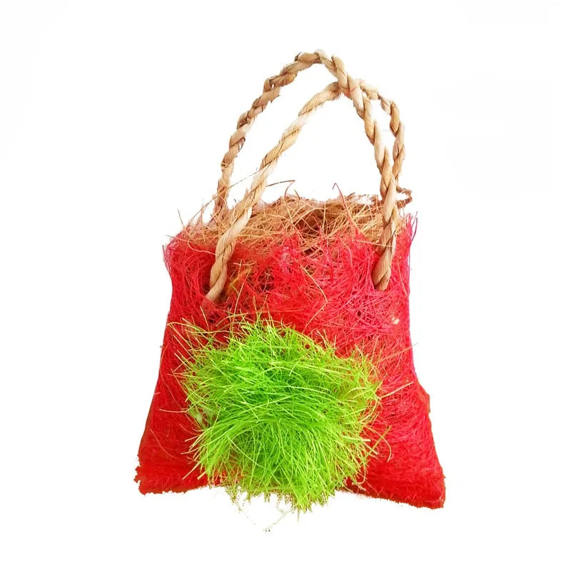 100% Natural PET Insulation Loofah Coconut Fiber Bird Grab Bag Toy Eco-Friendly Glass Nesting for Budgie Parrot Hamster