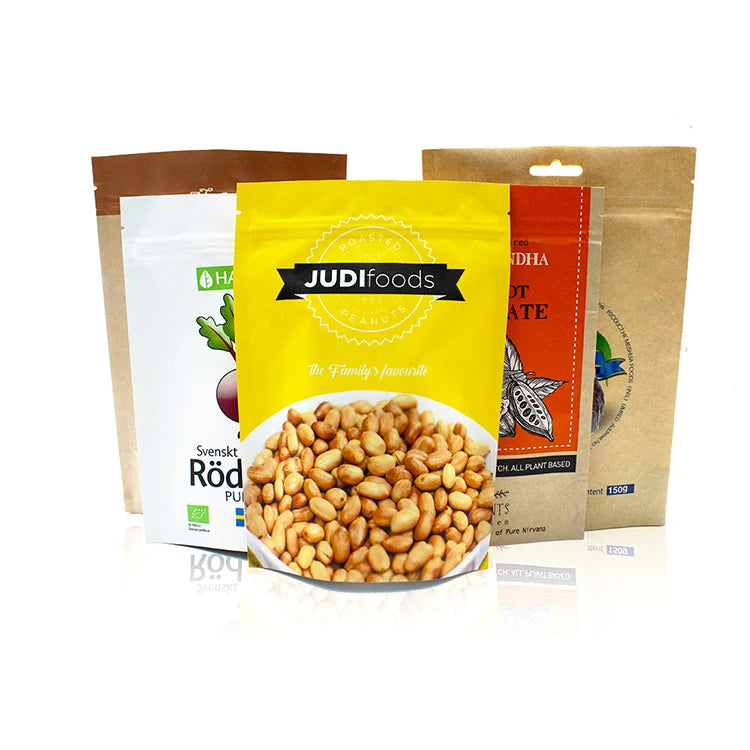 Zipper Stand up Pouch Packaging Packing Ziplock Zip Lock Print Kraft Logo Custom Paper Bag