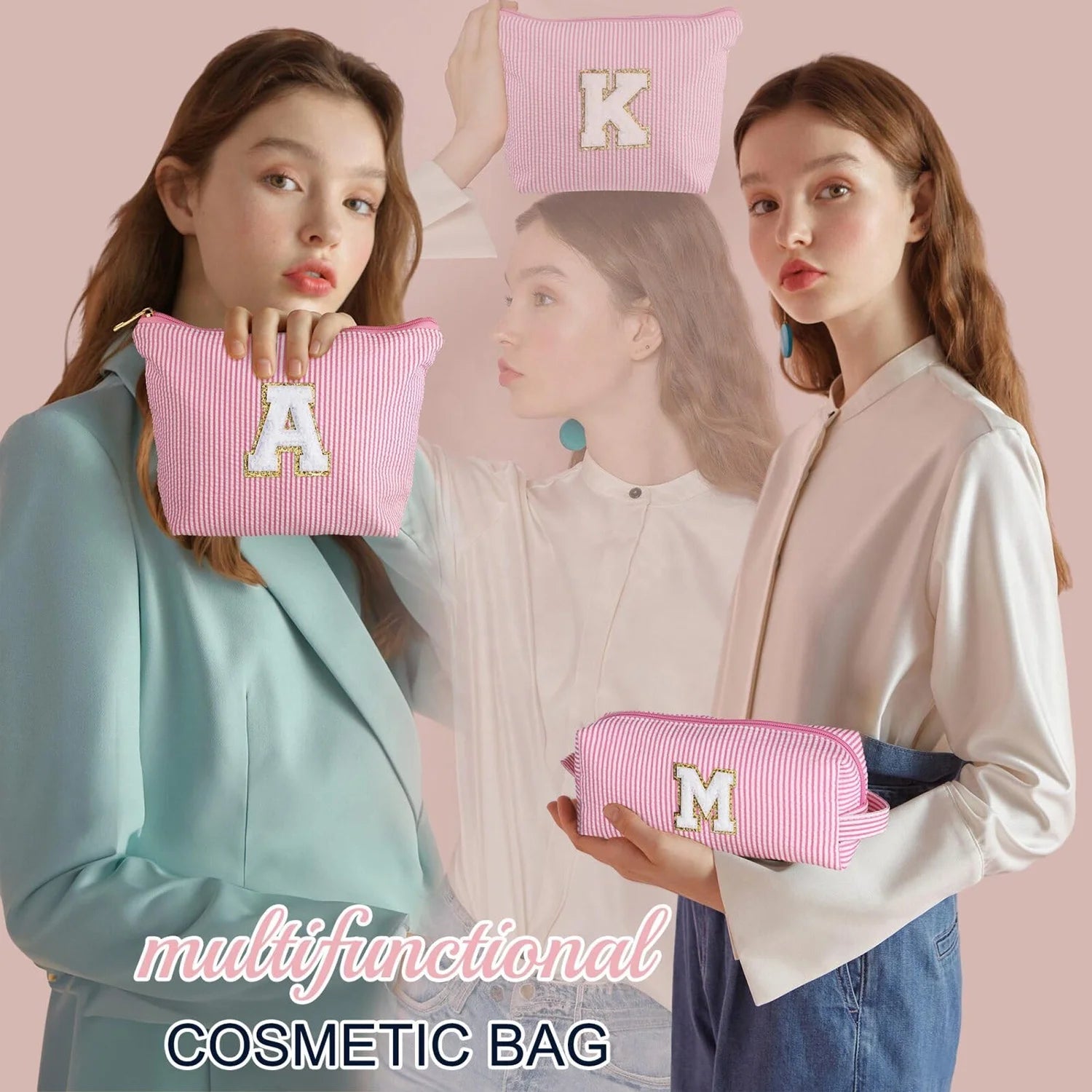Custom Women Personalized Makeup Organizer Travel Bag Set Toiletry Bag Gifts Cosmetic Bag Shower Preppy Stuff for Teen Girls