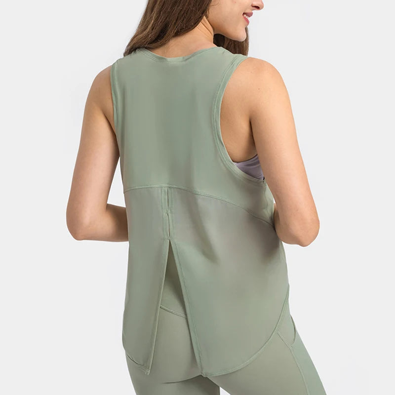 Fashion Round Neck Back Straps Sports Top Women Quick Drying Yoga Sports Shirts Wear Breathable Workout Fitness Gym Tank Tops