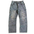 YSJY Wholesale Custom Logo Jeans Pants Trousers Oversized Acided Wash Rhinestone Jeans for Men