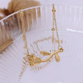Elegant Minimalist Long 18k Gold Plated Stainless Steel Flower Rose Pendant Necklace for Women