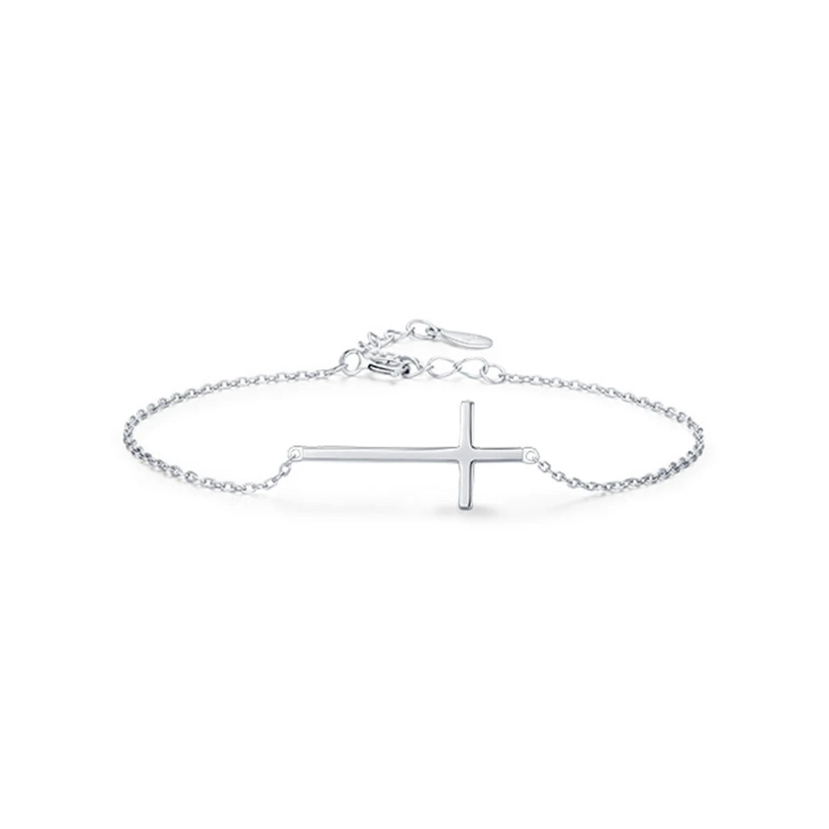 Trendy S925 Silver Cross Bracelets Fine Jewelry Bracelet Rhodium Plated Bracelets Gift for Women
