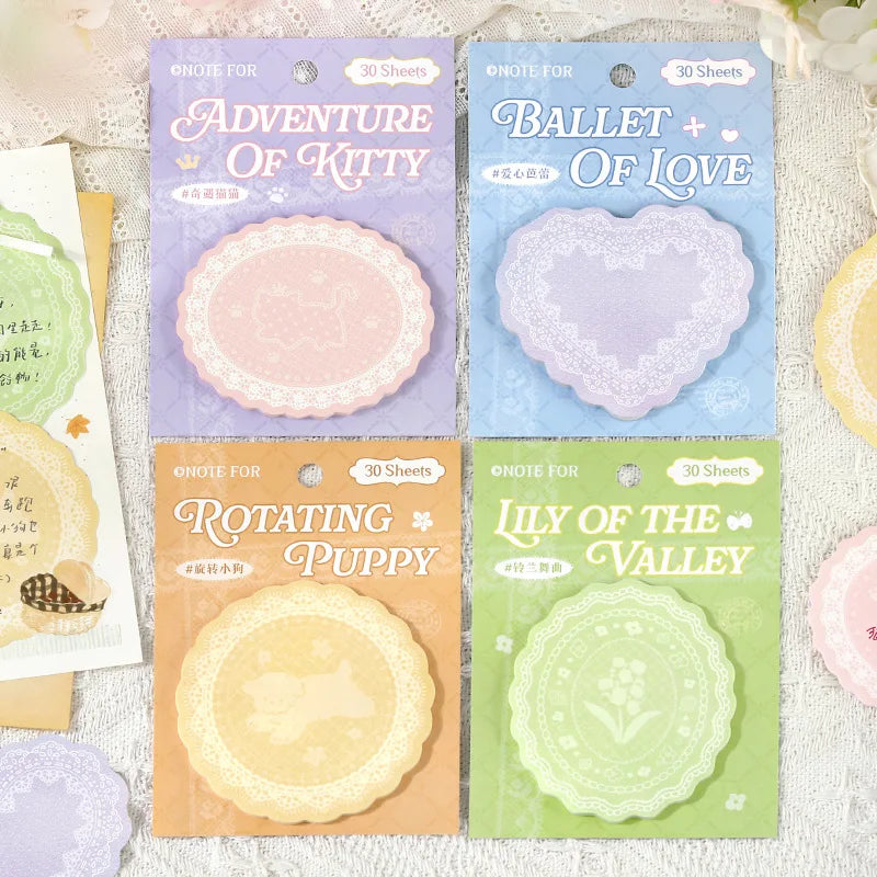 Hot Sale Lace Waltz Series Sticky Notes Retro Lace Frame Design Journal Message Notes Reusable Stickers