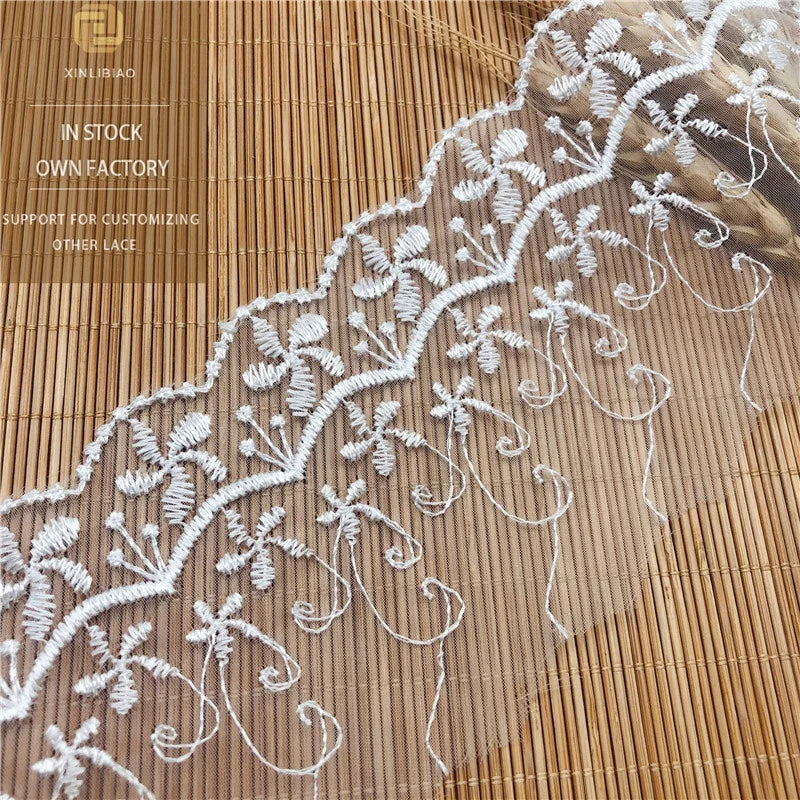 Double Floral Wave White Spot Lolita Lace Water-Soluble Embroidery Mesh for Computer Accessories