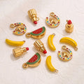 2025 Cute Fruit Watermelon Charm Banana Lipstick Pony Pendant 18K Gold Plated Stainless Steel DIY Accessories for Jewelry Making