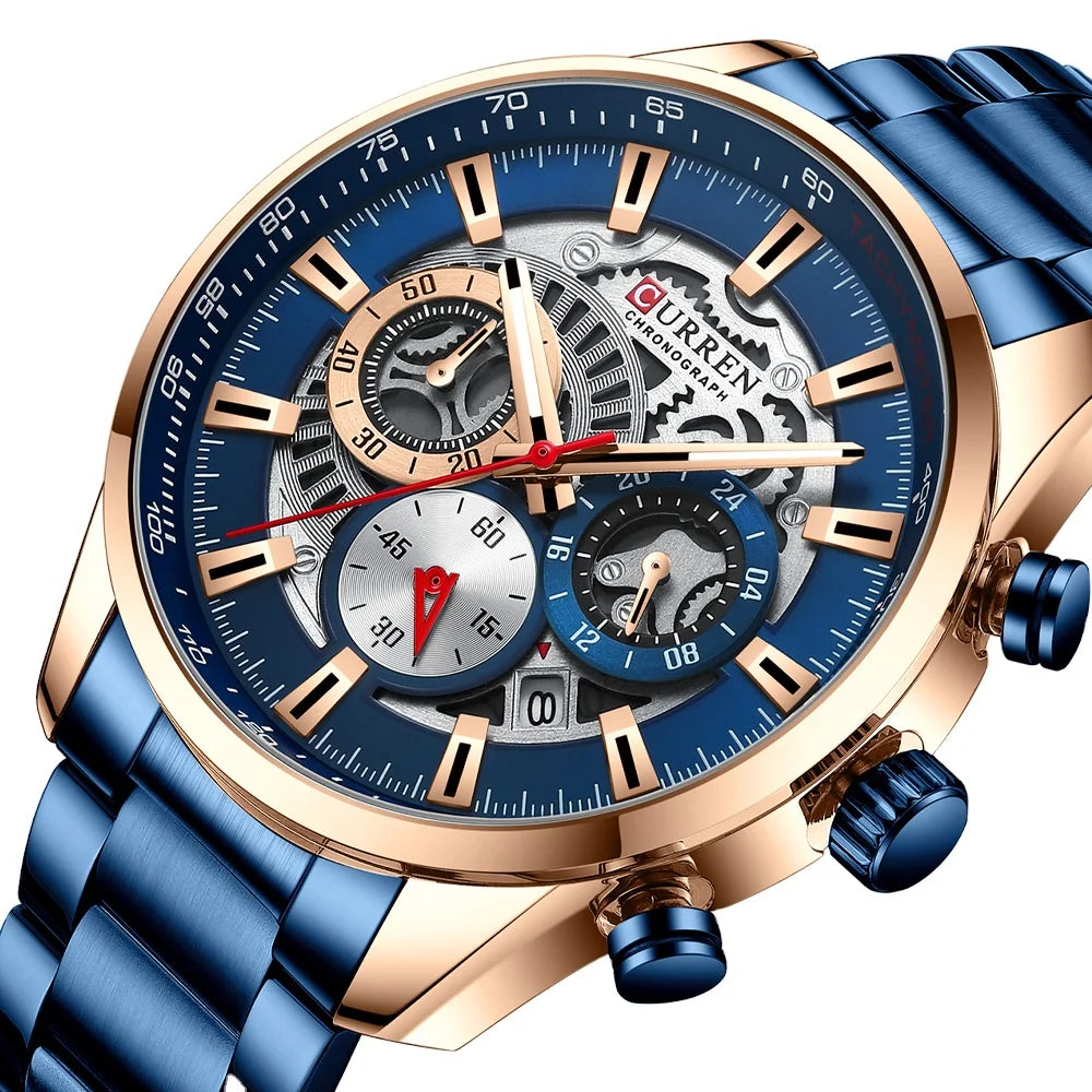 2025 CURREN 8391 Mens New Hot Luxury Casual Quartz Wristwatches Luminous Sport Chronograph Clock Stainless Steel Wrist Watches