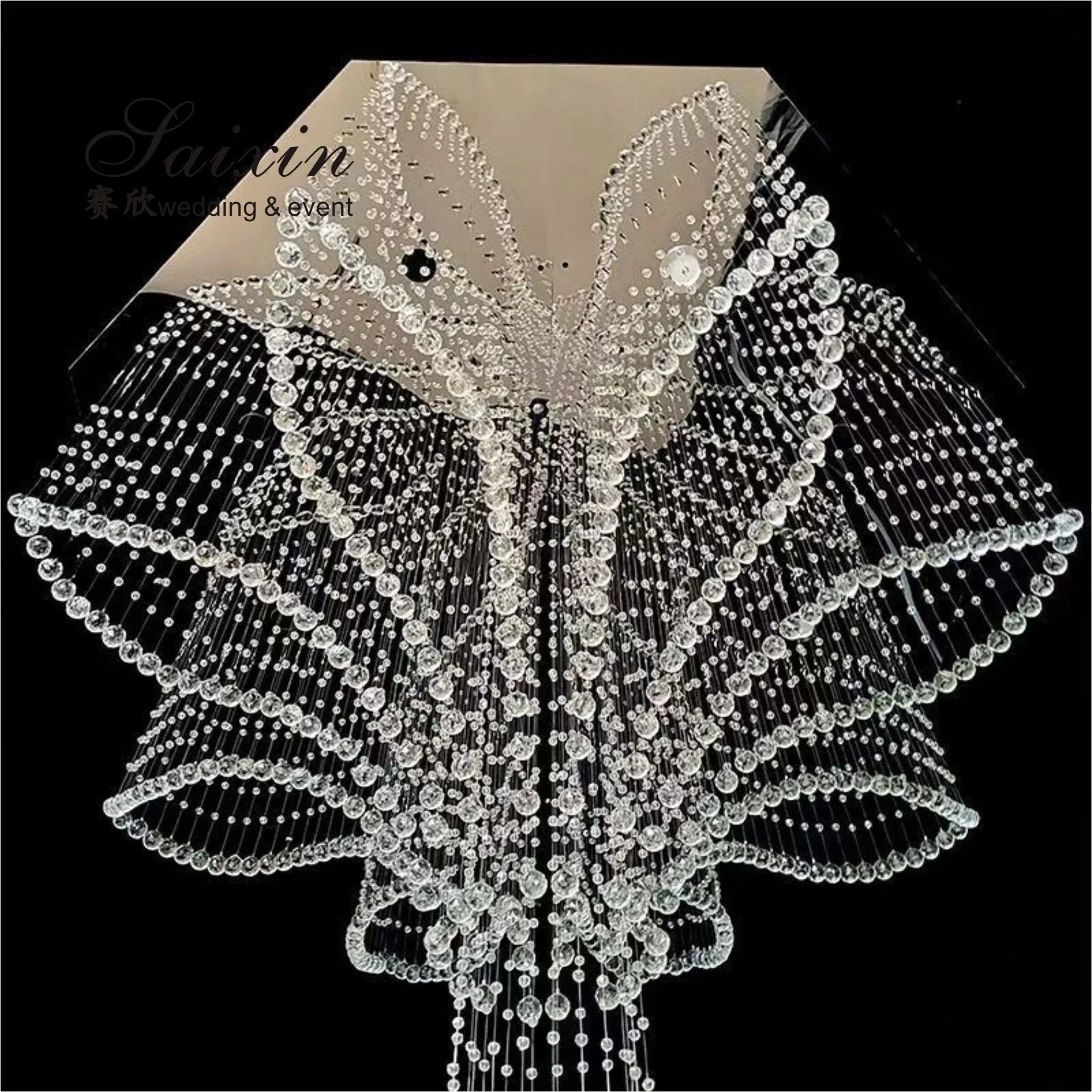Factory Customize Wedding Decoration Crystal Beads Ceiling Curtains with Crystal Ball Event Drape