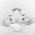 Sterling Silver 6*10mm Semi Mount Ring Empty Frame Blank Support Setting S925 Base Holder Without Center Stone for DIY Inlay