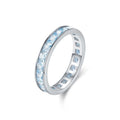 US Size Luxury 925 Sterling Silver Square Shape Blue CZ Zircon Wedding Rings for Women Girls Birthday Gifts