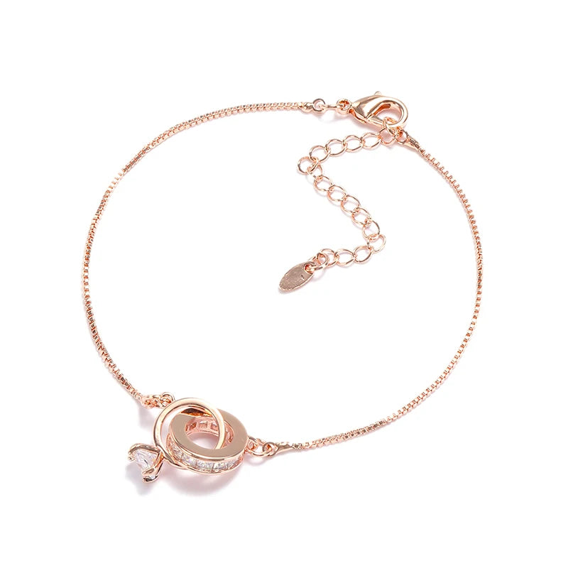 HOVANCI New American Fashion Charm Bracelet 18k Gold Plated Silver Jewelry Diamond Rhinestone Circle Bangle Bracelet for Girls