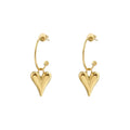 New Arrival Punk Style Love Heart Drop Earrings 316L Stainless Steel 18K Gold Plated C Shape Circle Heart Earrings YF2380