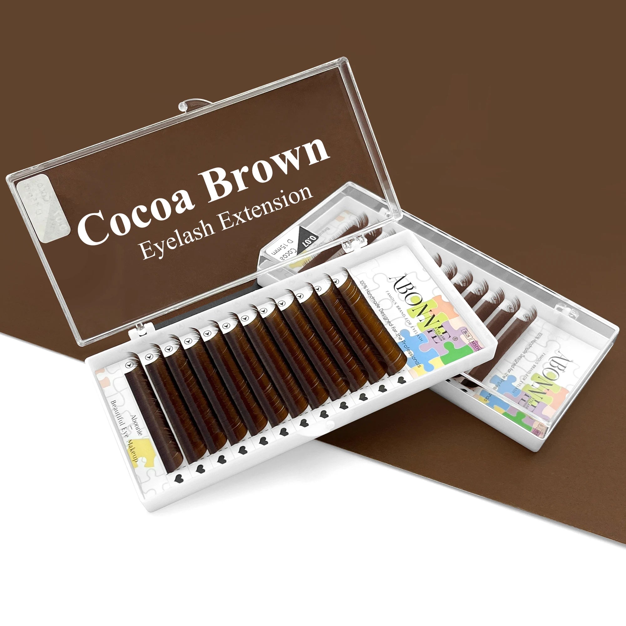 Abonnie 0.03 0.05 0.07 J B C CC D DD L LJ LB LC LD M LU Curl 5-25mm Brown Lash Trays Volume Cashmere Lash Extensions
