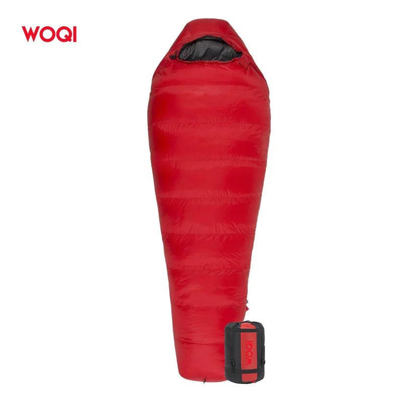 WOQI New Design Waterproof 0 Degree Winter Envelope Camping Sleeping Bag With Drawstring for Cold Weather Outdoor